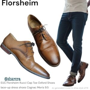 Florsheim Rucci Cap Toe Oxford Shoes lace-up dress shoes Cognac Men's 9.5